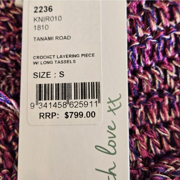 Camilla Pink Fringe Crochet Layering Piece Fringe Cardigan NWT - Picture 9 of 10